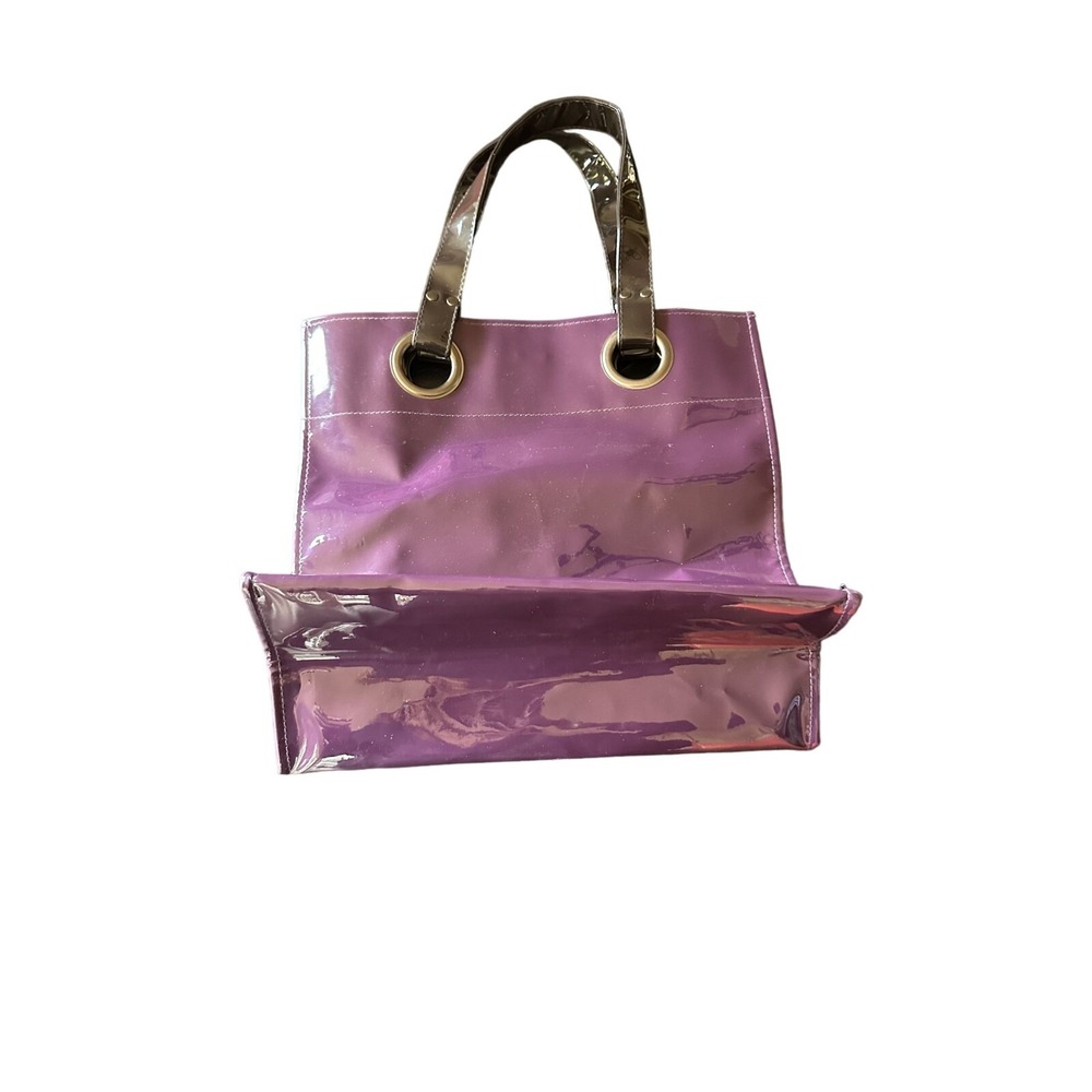 Crate & Barrel Palazzo Patent Tote Purple Aubergine 15.5"x14"x5.5"